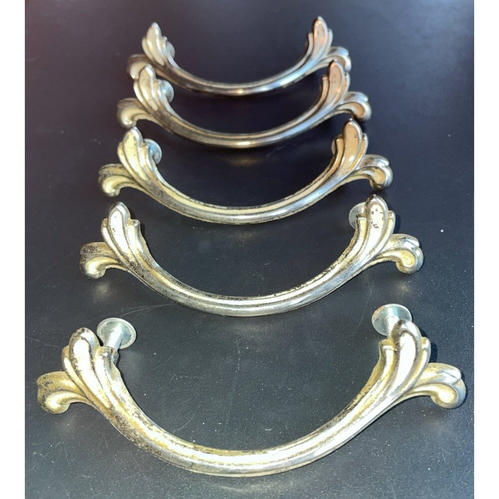 Lot of 5 Distressed Salvaged Drawer Pulls Cream French Country Cottage 3” CTC